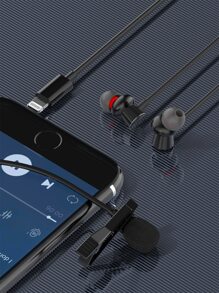 編織閃電有線入耳式耳機 - 黑色 - 查看 2