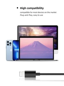 編織閃電有線入耳式耳機 - 黑色 - 查看 6