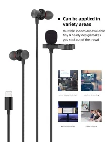 編織閃電有線入耳式耳機 - 黑色 - 查看 7