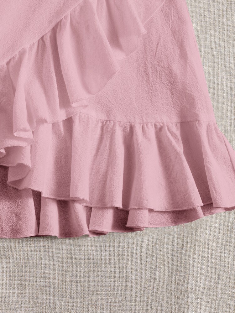 Soleia Off Shoulder Tie Front Wrap Hem Dress - Dusty Pink - View 5