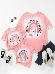 SHEIN Toddler Girls 1pc Heart & Letter Graphic Tee - Coral Pink - View 6