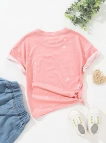 SHEIN Toddler Girls 1pc Heart & Letter Graphic Tee - Coral Pink - View 2