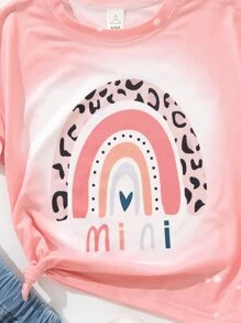 SHEIN Toddler Girls 1pc Heart & Letter Graphic Tee - Coral Pink - View 4