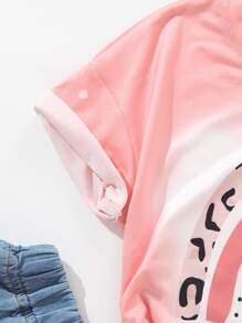 SHEIN Toddler Girls 1pc Heart & Letter Graphic Tee - Coral Pink - View 5