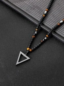Collar de hombre con colgante triangular de cuentas, joyería de regalo, moda punk popular para un look elegante y personalizado - Multicolor - Ver 1