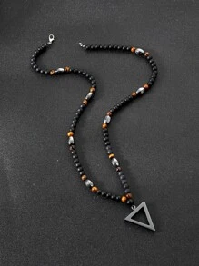 Collar de hombre con colgante triangular de cuentas, joyería de regalo, moda punk popular para un look elegante y personalizado - Multicolor - Ver 2