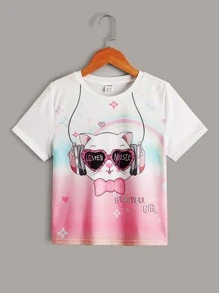 SHEIN Tops con gái Hoạt hình Lá thư Giải trí - Nhiều màu - Xem 1