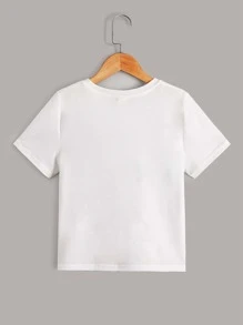 SHEIN Tops con gái Hoạt hình Lá thư Giải trí - Nhiều màu - Xem 2