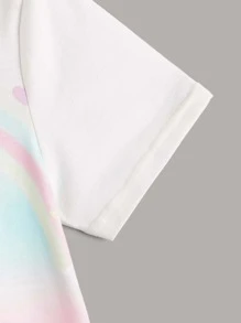 SHEIN Tops con gái Hoạt hình Lá thư Giải trí - Nhiều màu - Xem 3