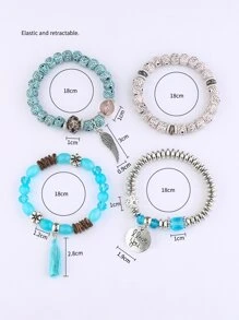 4入組串珠手鏈 - 彩色 - 查看 3