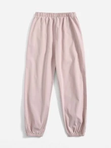 SHEIN Girls Cartoon Panda Print Flap Pocket Trousers - Dusty Pink - View 2