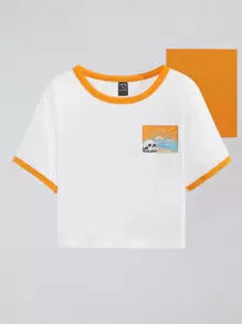 Dinakara Top estampado de esqueleto ringer - Blanco - Ver 1
