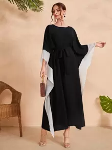 Al Najma Colourblock Belted Kaftan Dress
