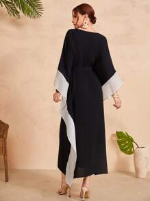 Al Najma Colourblock Belted Kaftan Dress