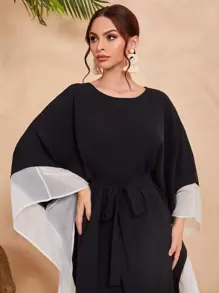 Al Najma Colourblock Belted Kaftan Dress