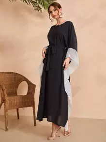 Al Najma Colourblock Belted Kaftan Dress