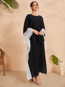 Al Najma Colourblock Belted Kaftan Dress