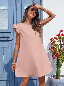 SHEIN Frenchy Vestido ribete con fruncido - Rosa vieja - Ver 1