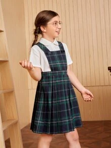 SHEIN Đầm Gái Nút Dây kéo kẻ sọc Sẵn sàng - Nhiều màu - Xem 3