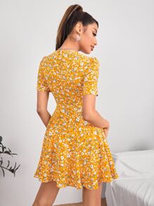 SHEIN PETITE V領小碎花連衣裙 - 彩色 - 查看 2