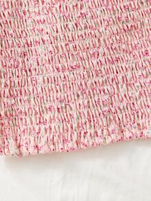 Áo sơ mi nữ viền lá sen Buộc lại Dải chun Họa tiết hoa Boho - Nhiều màu - Xem 7