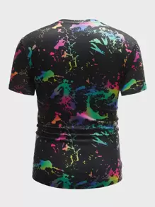 Manfinity VCAY Men Splash Ink Pattern Short Sleeve Tee, For Going Out, For Friends - Multicolor - View 2