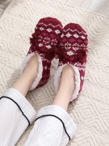 Dép đi trong Nhà dành Nữ Tương phản lông thú giả Khối Màu Đúng mốt - Nhiều màu - Xem 1