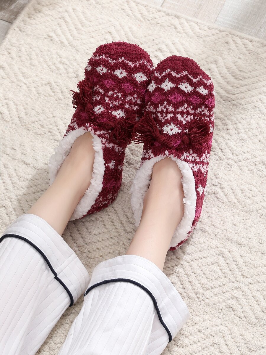 Dép đi trong Nhà dành Nữ Tương phản lông thú giả Khối Màu Đúng mốt - Nhiều màu - Xem 1