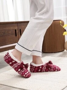 Dép đi trong Nhà dành Nữ Tương phản lông thú giả Khối Màu Đúng mốt - Nhiều màu - Xem 2