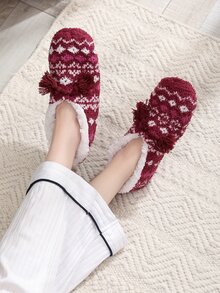 Dép đi trong Nhà dành Nữ Tương phản lông thú giả Khối Màu Đúng mốt - Nhiều màu - Xem 3