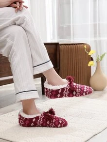 Dép đi trong Nhà dành Nữ Tương phản lông thú giả Khối Màu Đúng mốt - Nhiều màu - Xem 5