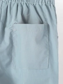 SHEIN 小男童素色錐形褲 - 淺灰色 - 查看 3