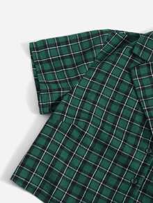 Áo sơ mi nữ Nút phía trước kẻ sọc Sẵn sàng - màu xanh lá - Xem 5