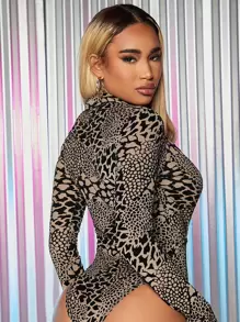 SHEIN SXY Áo liền quần ôm nữ Tất cả trên in Gợi cảm - Nhiều màu - Xem 2