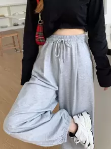 Heather Gray Drawstring Sweatpants - Light Grey - View 3