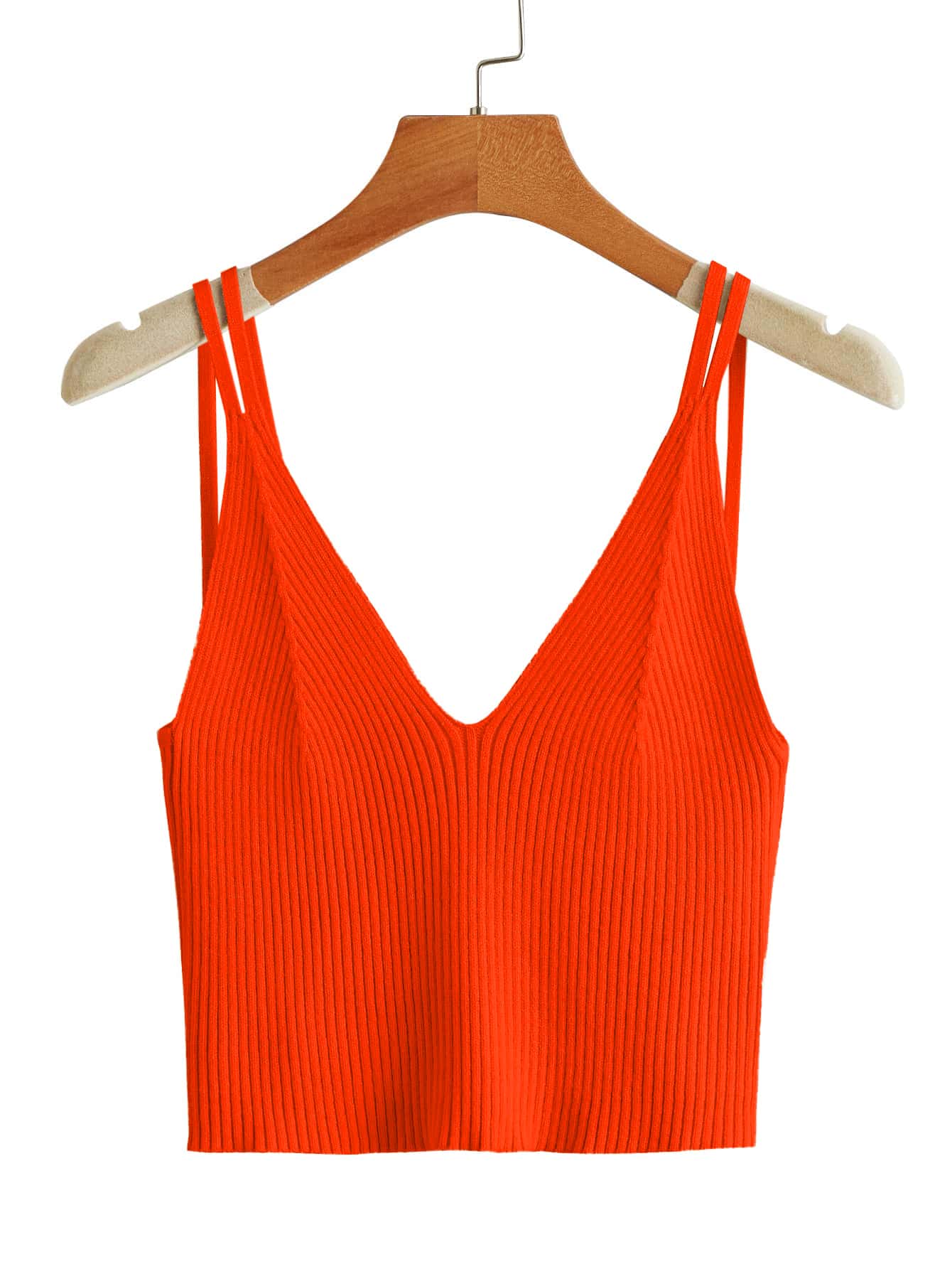 Solid Rib Knit Top - Orange - View 1
