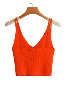 Solid Rib Knit Top - Orange - View 2