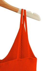 Solid Rib Knit Top - Orange - View 3