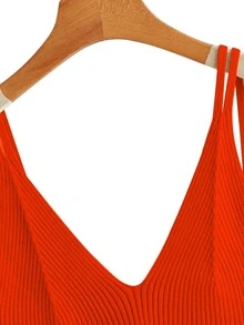 Solid Rib Knit Top - Orange - View 4