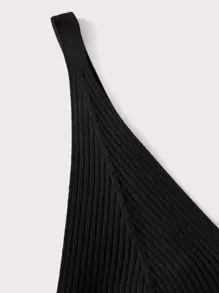 Franclia Top corto tejido de canalé - Negro - Ver 3