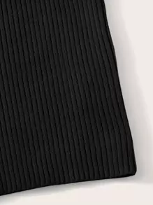 Franclia Top corto tejido de canalé - Negro - Ver 5