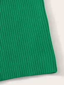 SHEIN Unity Ribbed V-Neck Crop Top - Green - View 5