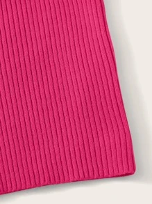 SHEIN Unity Ribbed V-Neck Crop Top - Hot Pink - View 5