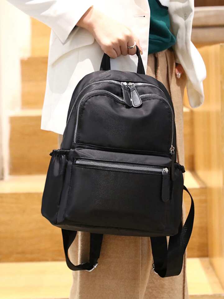 Minimalist Double Zipper Backpack SHEIN