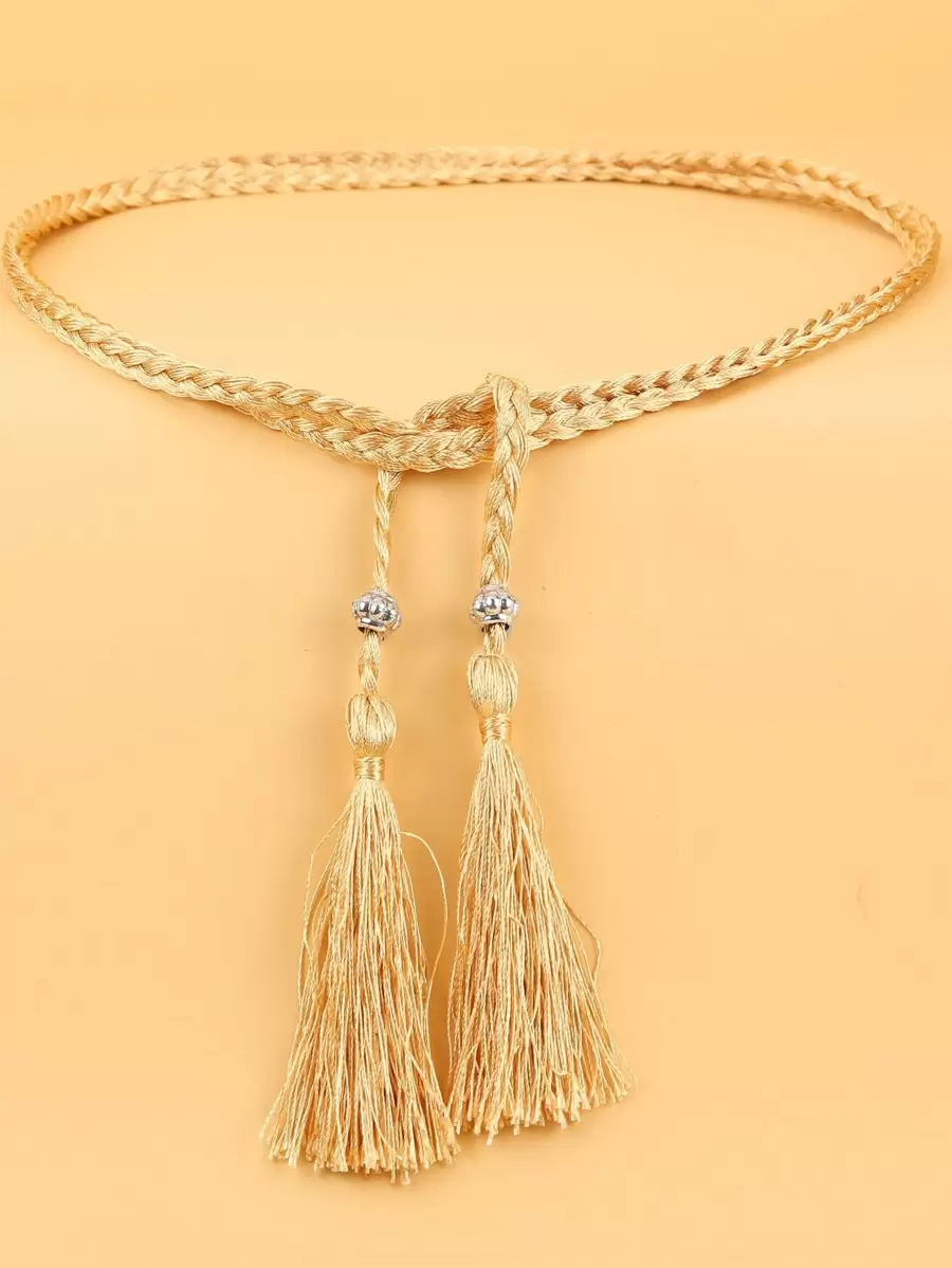 Cinturón con borlas decorativas, estilo bohemio, para Halloween, verano, escuela, otoño, Halloween - Dorado - Ver 1