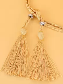 Cinturón con borlas decorativas, estilo bohemio, para Halloween, verano, escuela, otoño, Halloween - Dorado - Ver 3