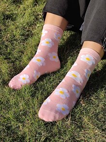 Flower Print Crew Socks