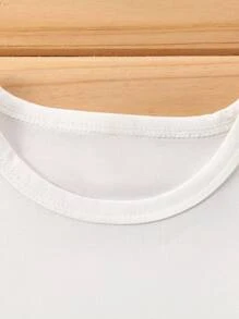 小男童卡通和字母圖案T恤和短褲 - 白色 - 查看 4