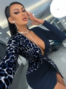 SHEIN SXY Đầm Bất đối xứng xoắn lại Tách cao Báo Gợi cảm - Nhiều màu - Xem 1