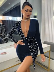 SHEIN SXY Đầm Bất đối xứng xoắn lại Tách cao Báo Gợi cảm - Nhiều màu - Xem 5